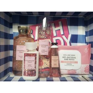 BBW Champagne Toast Body Wash Fragrance Mist Body & Hand Cream & Hand Wipe